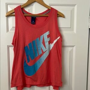 Nike Coral Tank Top with Sky Blue Logo
